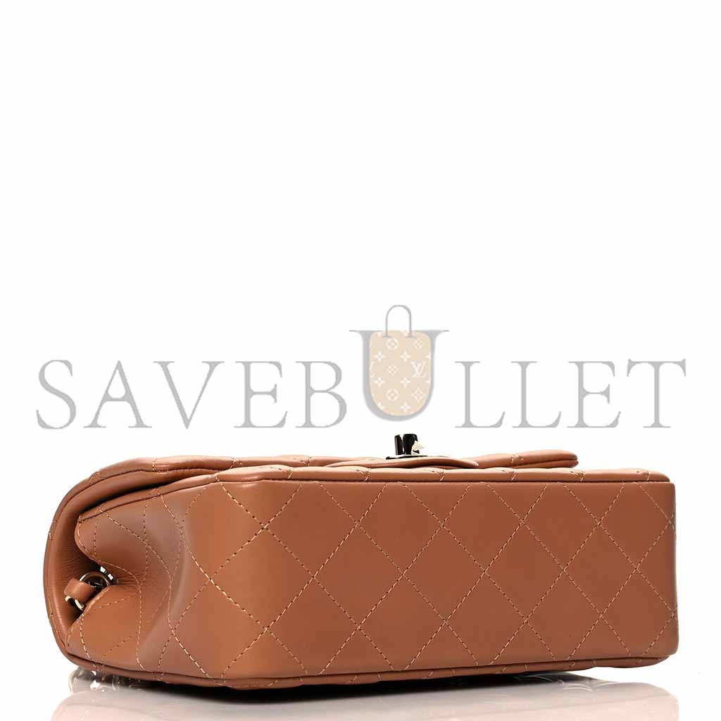 CHANEL LAMBSKIN QUILTED MINI RECTANGULAR FLAP BROWN AS1116 (20*13*6cm)